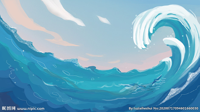 波浪波纹插画卡通背景素材