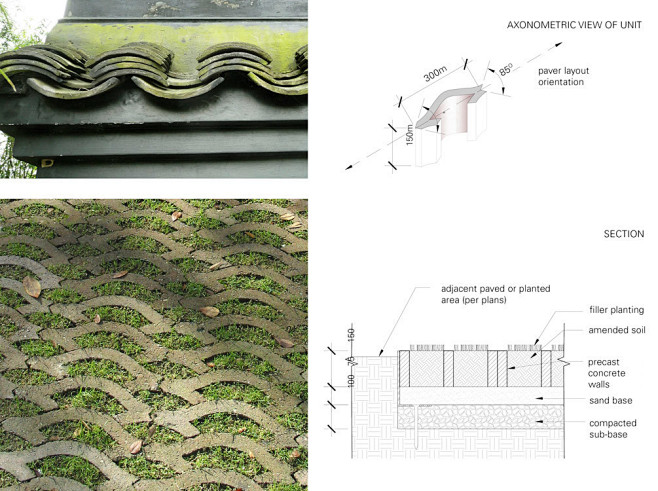 步行街多空鋪裝系統的設計靈感來自古代粘土瓦片屋頂