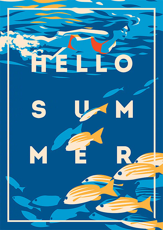 summertime来自俄罗斯alexanderbaidin的夏天插画海报设计有我喜欢的