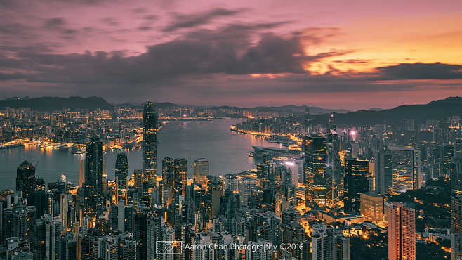 香港太平山顶日出hongkongvictoriapeaksunrise