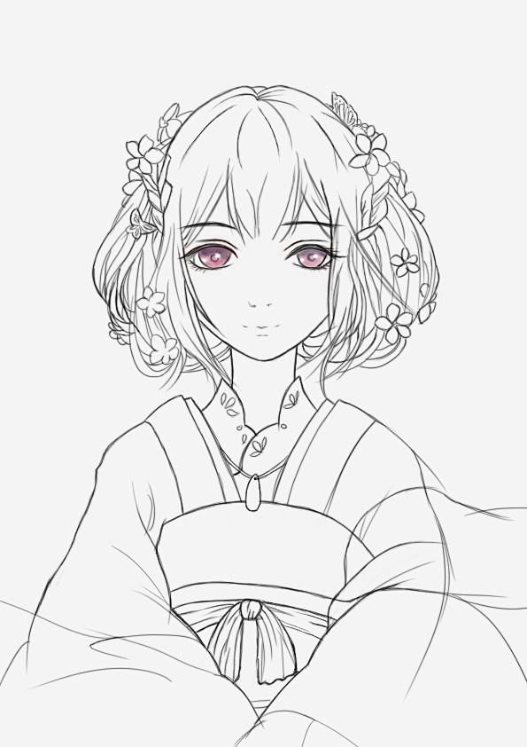 蕙芷兰心2从随心的转采于2021-12-28 20:38:12古风 手绘 线稿素描画蕙