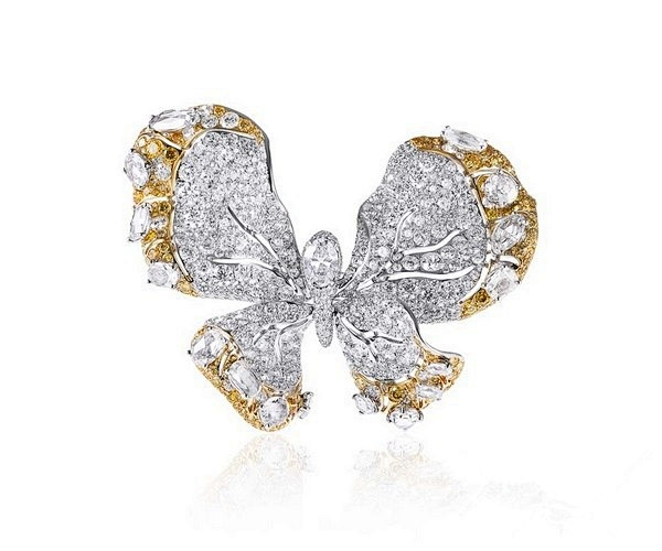cindychao10周年2014whitelabel系列蝴蝶胸针黄钻的勾边更具女性味道