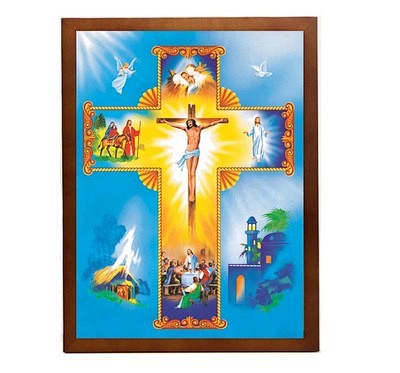 耶稣画像挂画十字架牧羊图油画艺术画基督教主以马内利客厅装饰画淘宝