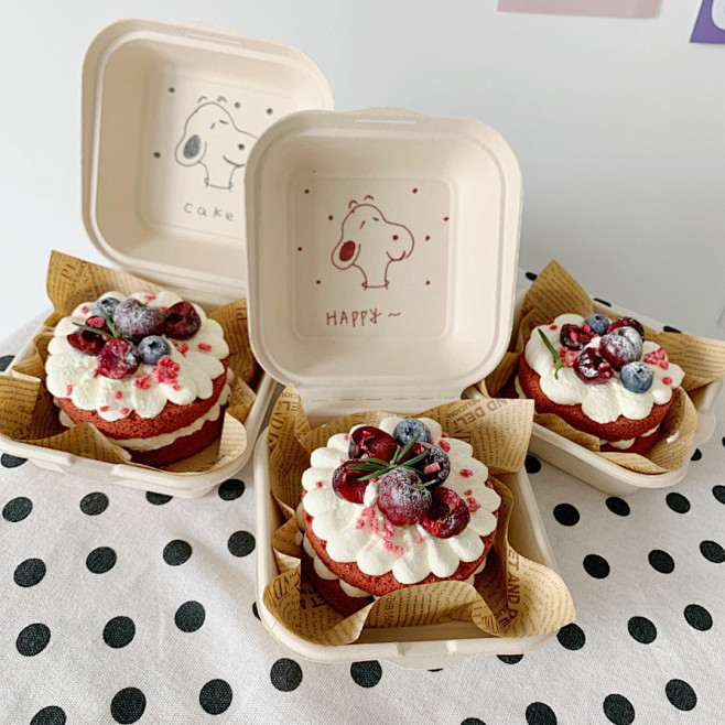 西安生日蛋糕|四寸车厘子便当蛋糕 红丝绒蛋糕胚 动物奶油 : 西安生日蛋糕|四寸车厘子便当蛋糕 红丝绒蛋糕胚 动物奶油 车厘子蓝莓草莓碎 超级好吃的小蛋糕