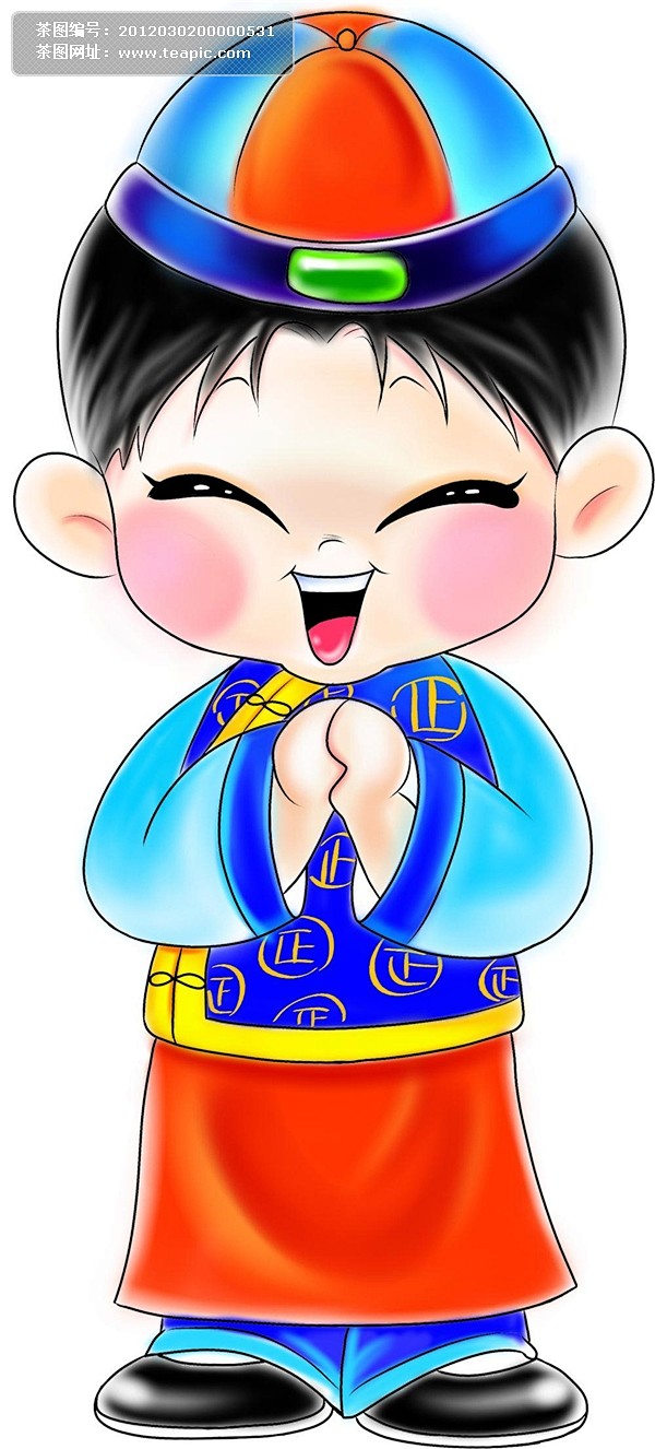 可爱拜年娃娃卡通可爱拜年新年春节娃娃男童传统古典