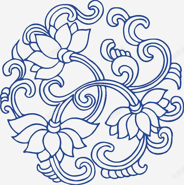 青花花纹莲花元素免抠png设计图片免费下载页面网页平面电商创意素材