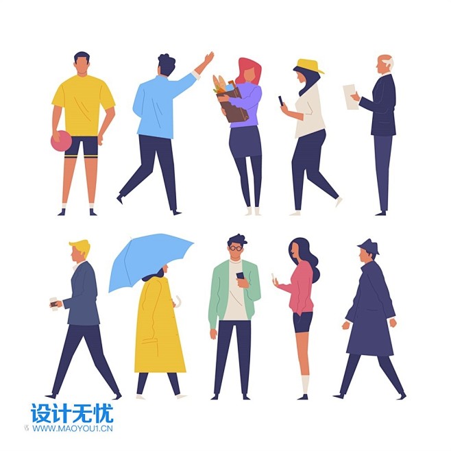 扁平化人物动画插画ai矢量设计素材设计无忧