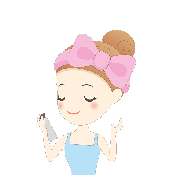 卡通喷补水喷雾的女孩