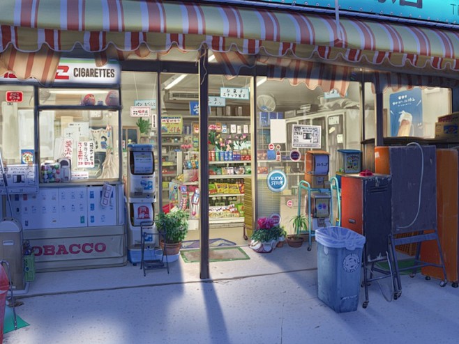 日式便利店的场景插画图片