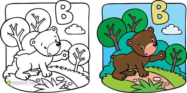 幼儿填色绘画本动物篇小棕熊