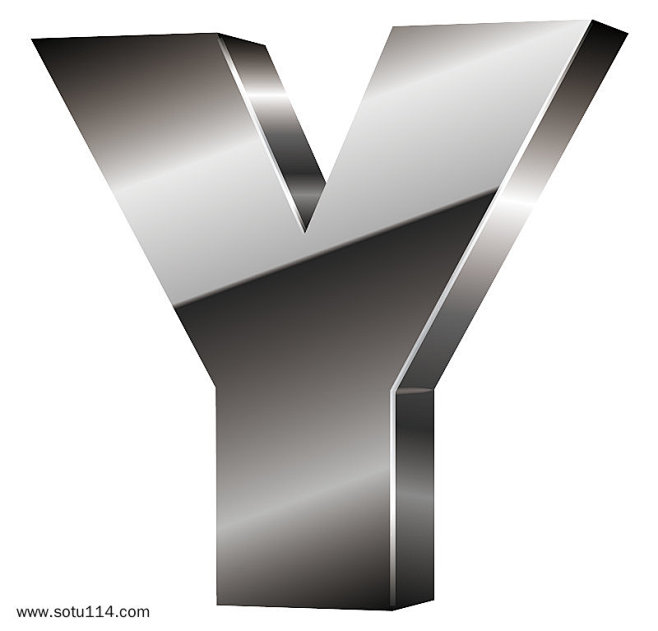 银色金属质感立体3d小写字母y图片png免抠元素卡通手绘背景装饰免扣