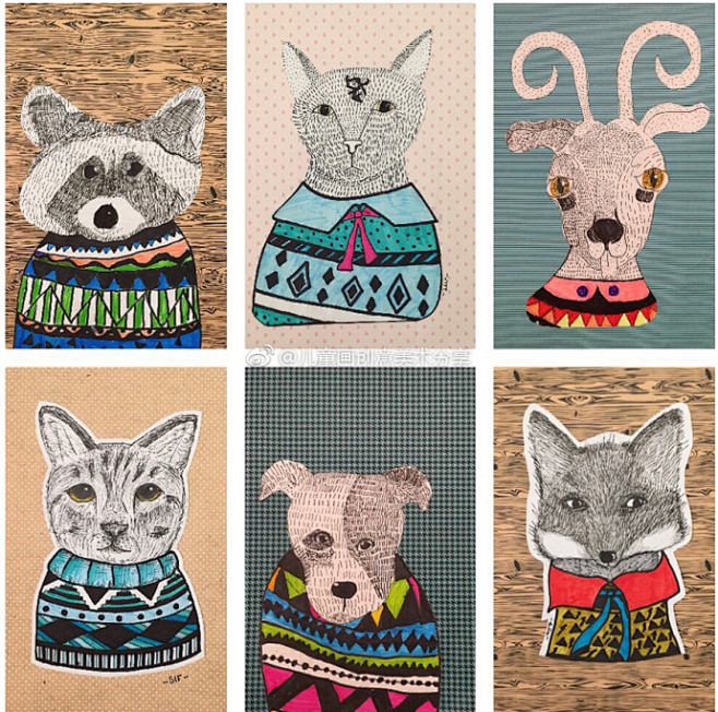 点击查看详细教程:o美术课堂|当动物们穿上花衣裳 #儿童画素材# #装饰