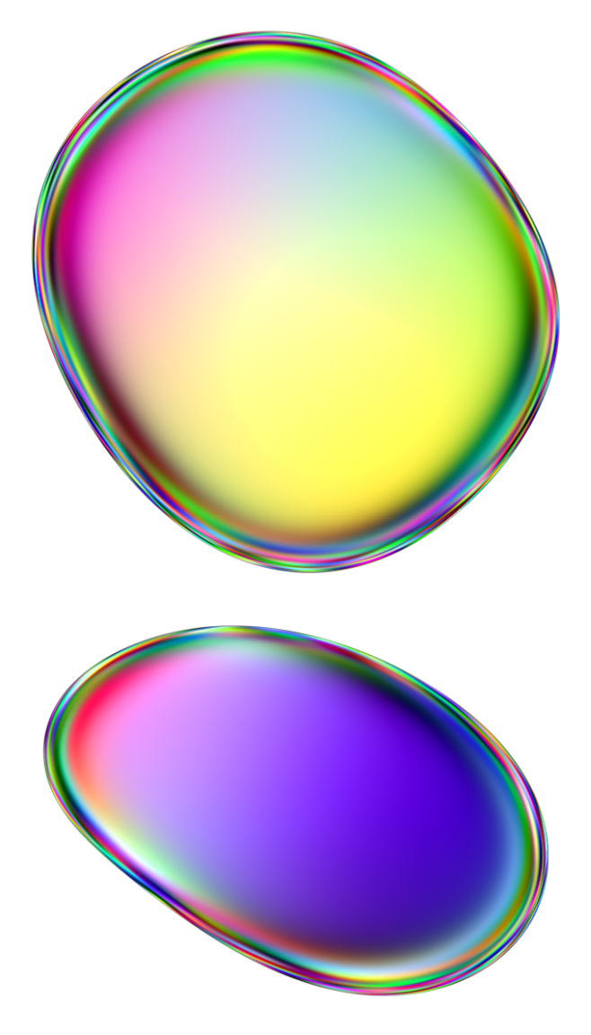 赛博朋克酸性风炫彩色渐变琉璃圆形椭圆立体png元素