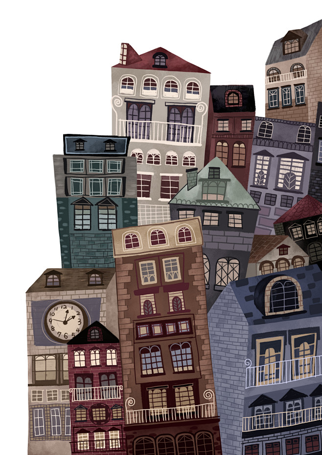 高楼大厦儿童绘本插画