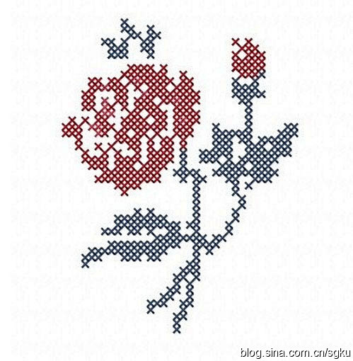 转载十字绣中的玫瑰附图纸