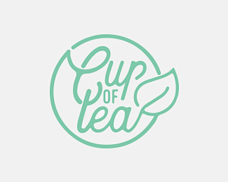 CupOfTea茶店 茶店logo 饮品店 小清新 叶子 绿