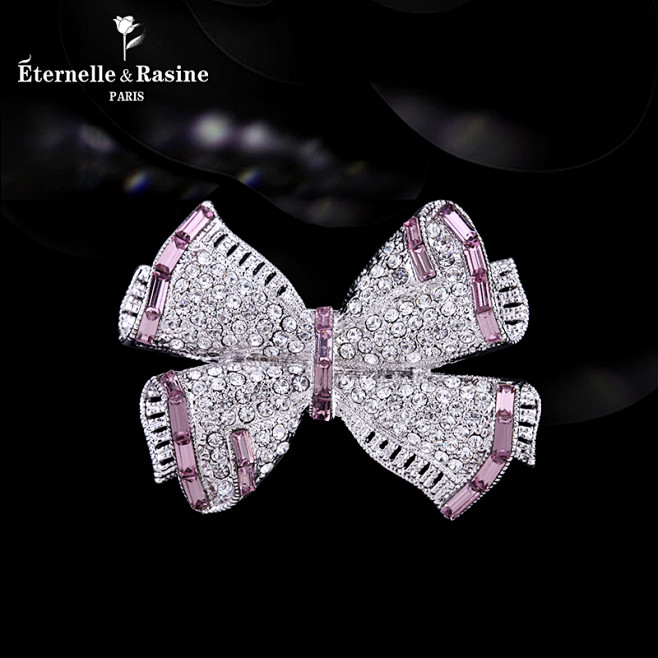 法国eternelle蝴蝶结水晶胸针