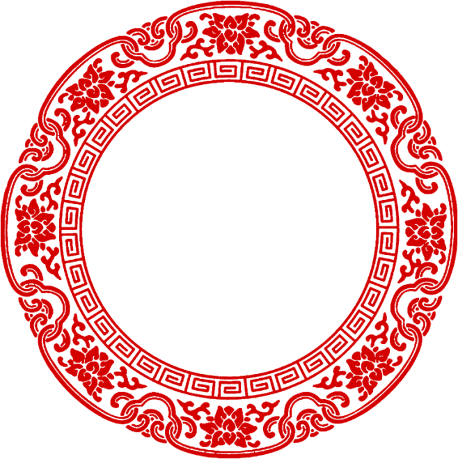 中国传统元素环形花纹透明素材免扣背景png