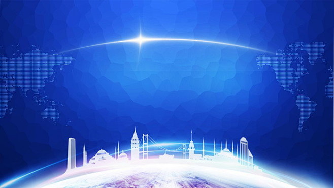 五张蓝色地球曲度商务ppt背景图片