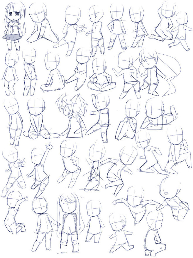 sai资源库动漫q版人物的素材绘制从表情到动态的绘制参考大家也可作