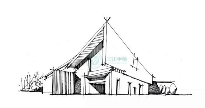 钢笔画基础临摹建筑手绘建筑风景马克笔基础