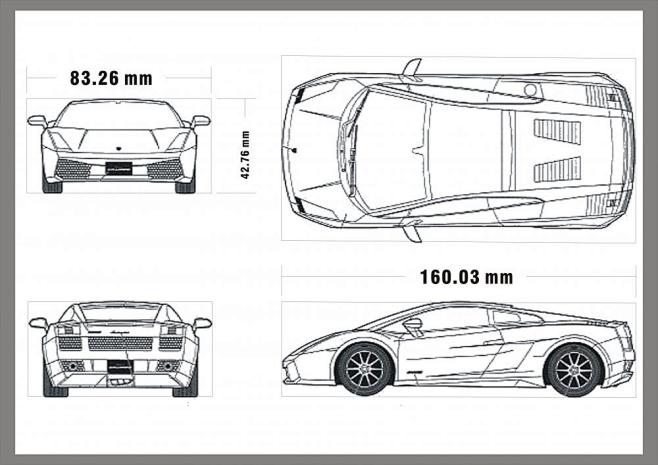 兰博基尼汽车线稿三视图