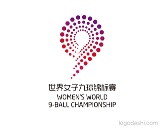 九球世锦赛的logo以台球和数字9为主体造型通过规则性扩散表现开球一