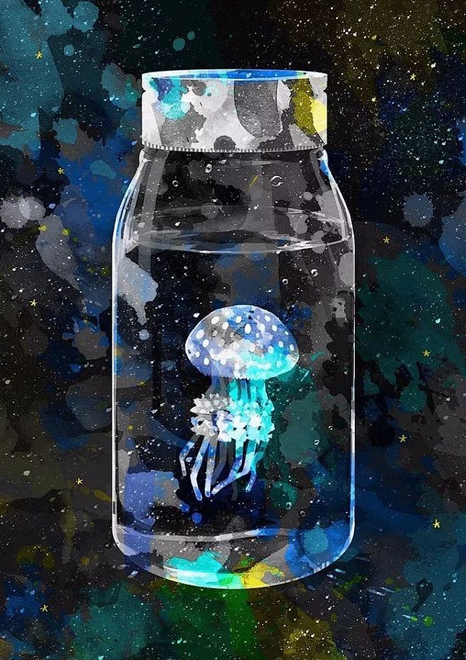 一组清新静态插画,自带光效! : 装在冷.