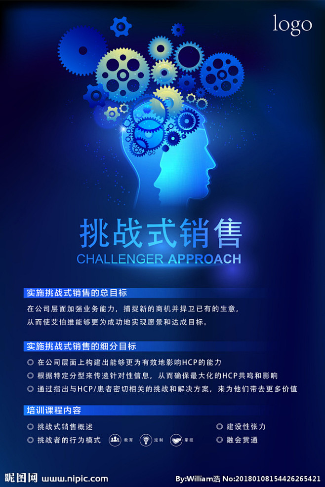 人脸识别齿轮科技销售海报商务图标金融科技创意矢量类买图设计广告