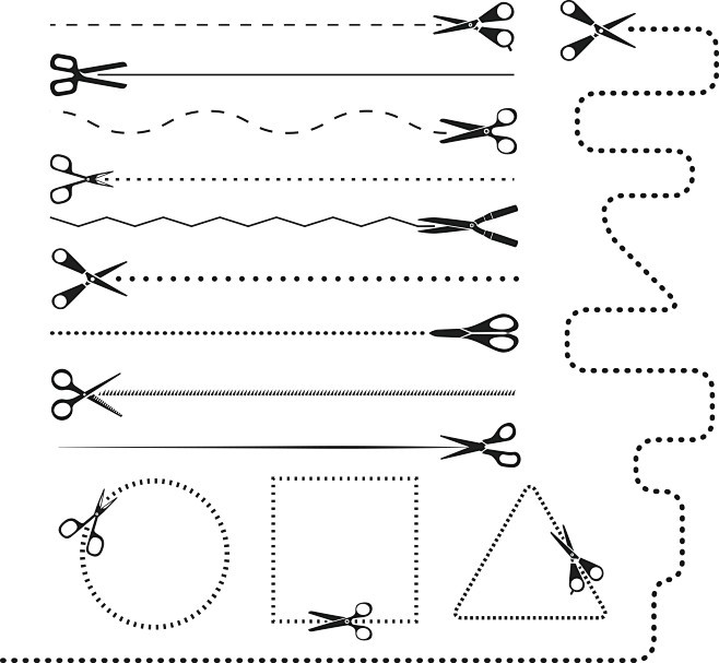 剪刀虚线设计矢量素材下载花纹花边底纹边框矢量素材集图网wwwjitu5