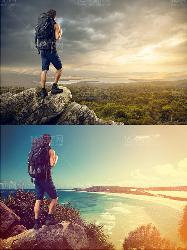 登上山顶的男人高清图片素材中国16素材网