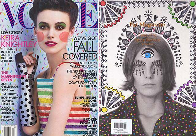 设计师Ana Strump把时尚杂志封面用钢笔涂鸦
