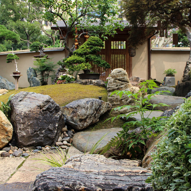 日式庭院景石石头摆件自然原生态奇石原生造景石室外园林摆件装饰淘宝