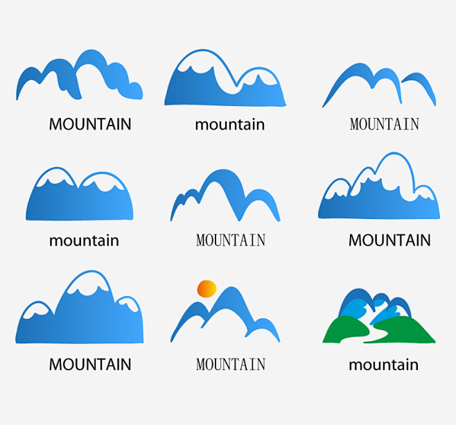 9款蓝色山峰标志设计矢量素材素材格式ai素材关键词标志山
