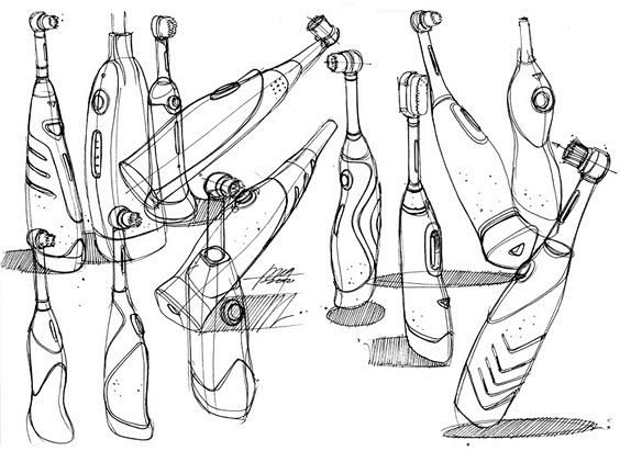 电动牙刷产品手绘