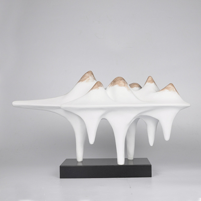 创意新中式家居装饰品山峰山形小雕塑摆件电视柜玄关过道树脂摆设淘宝