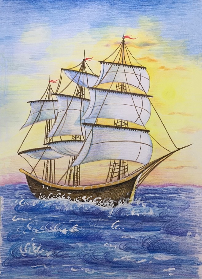 彩铅 风景 手绘 插画