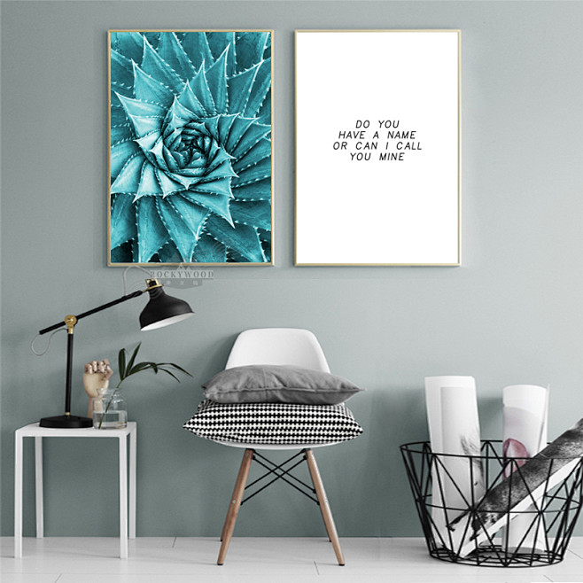 乐至坞 北欧现代英文海景海浪植物芦荟装饰画