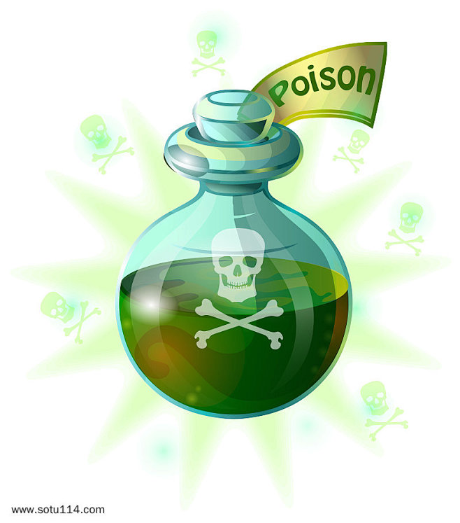 绿色有毒透明卡通魔法药水瓶