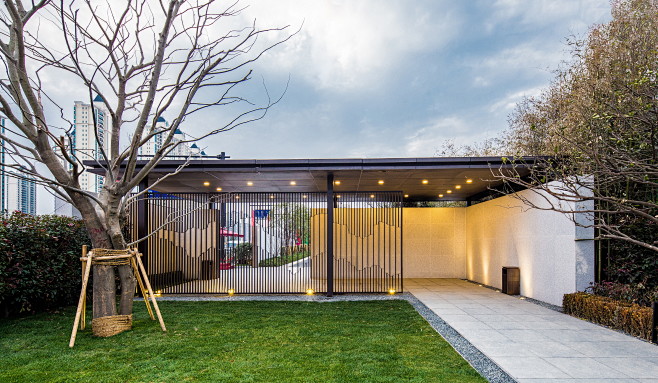 城翡丽海岸廊架亭子展示区廊架现代廊架设计廊架筒灯图片现代简约廊架