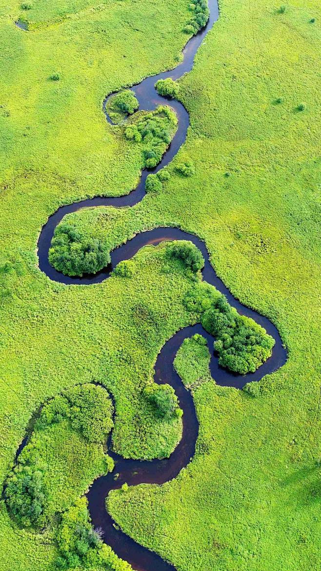 弯弯曲曲的哈乌尔河千曲柔美曲折蜿蜒常年流水不断堪称森林曲水之最