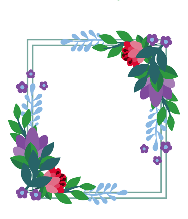 png素材边框素材装饰素材彩铅鲜花花卉花朵相框花环花圈