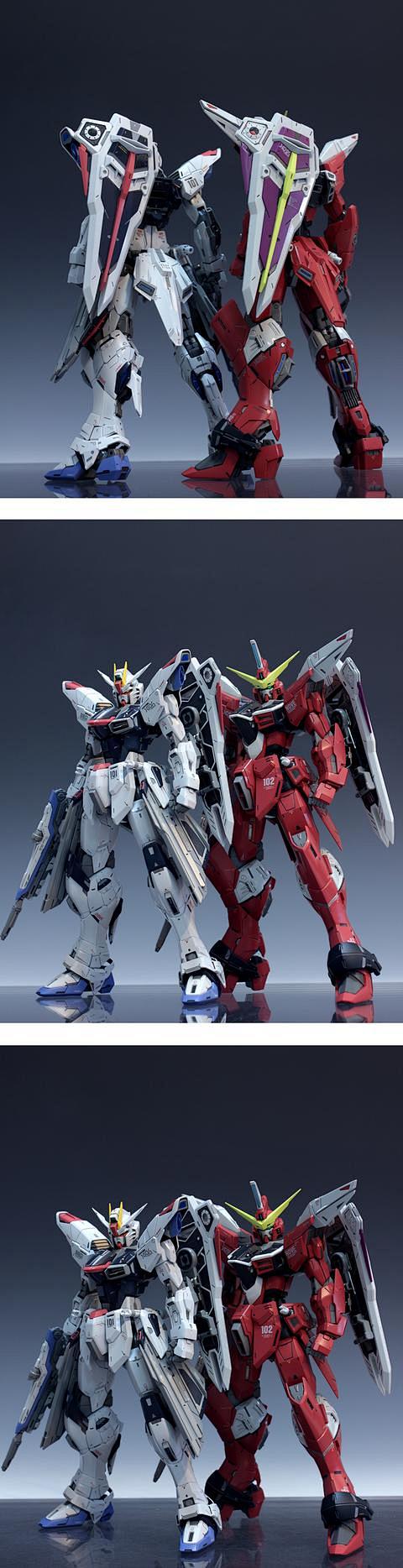 高达seed战火中的宿命重逢自由与无限正义高达模型范例欣赏