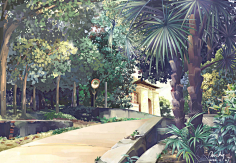 June‘Yang采集到治愈系 场景 自然 插画 日本动漫风格