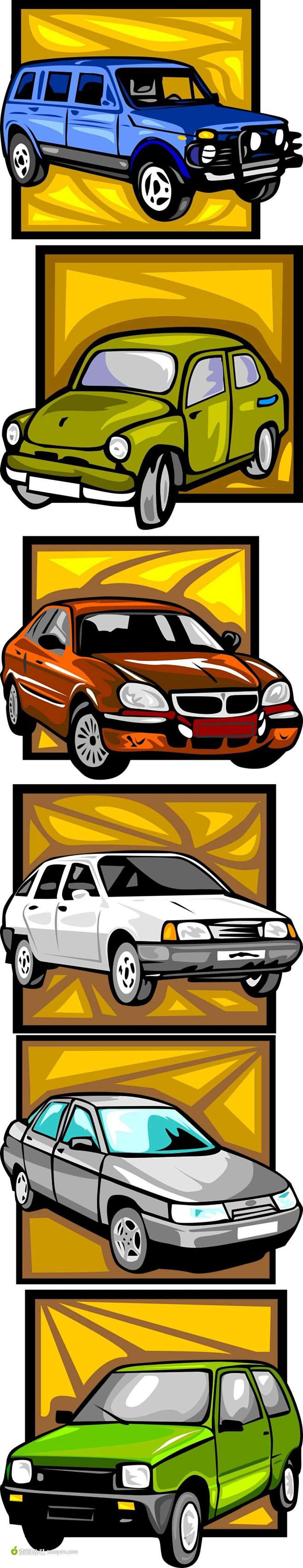 精美的手绘轿车矢量素材