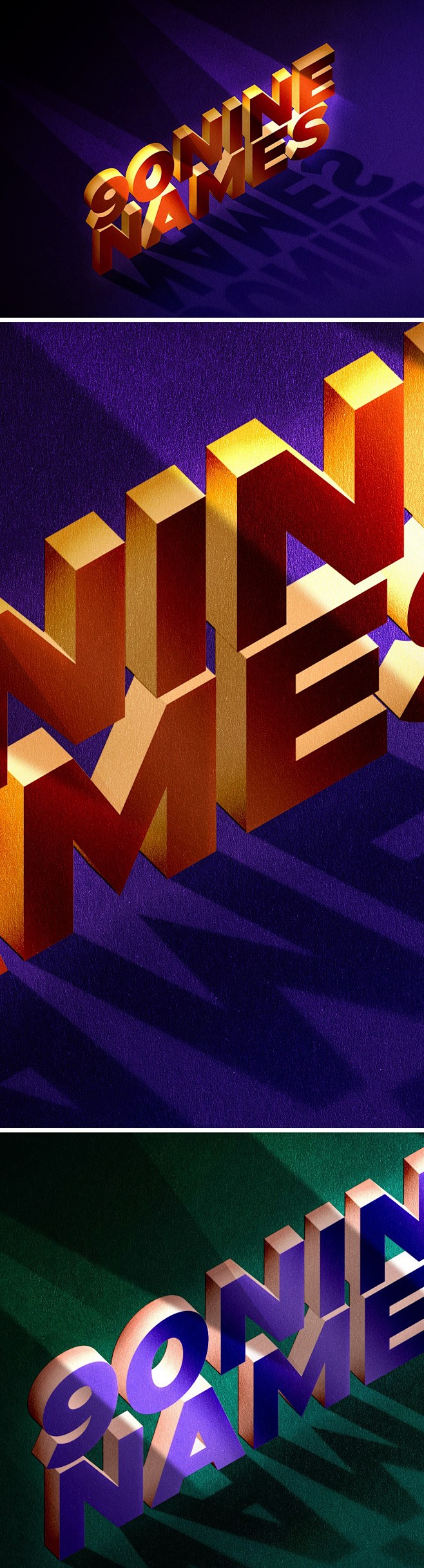 光影感强烈的3d立体字图层样式下载psd云瑞