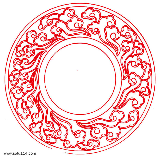 红色旋转祥云图案传统圆形图案