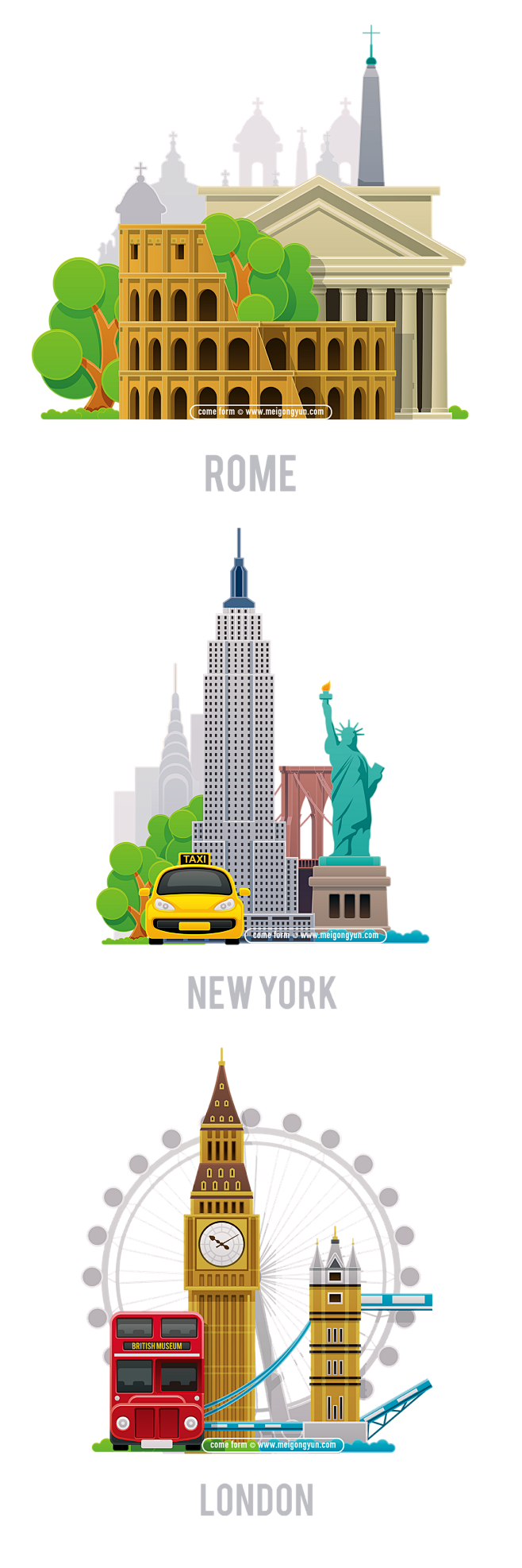 美工云famousbuilding卡通世界名胜建筑伦敦矢量图下载png