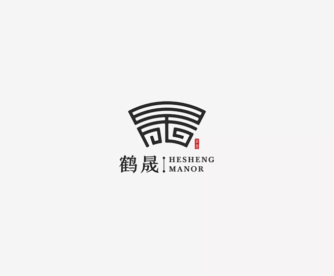 學logo-鶴晟莊園-農園農家樂行業品牌logo-漢字構成-上下排列-傳統log