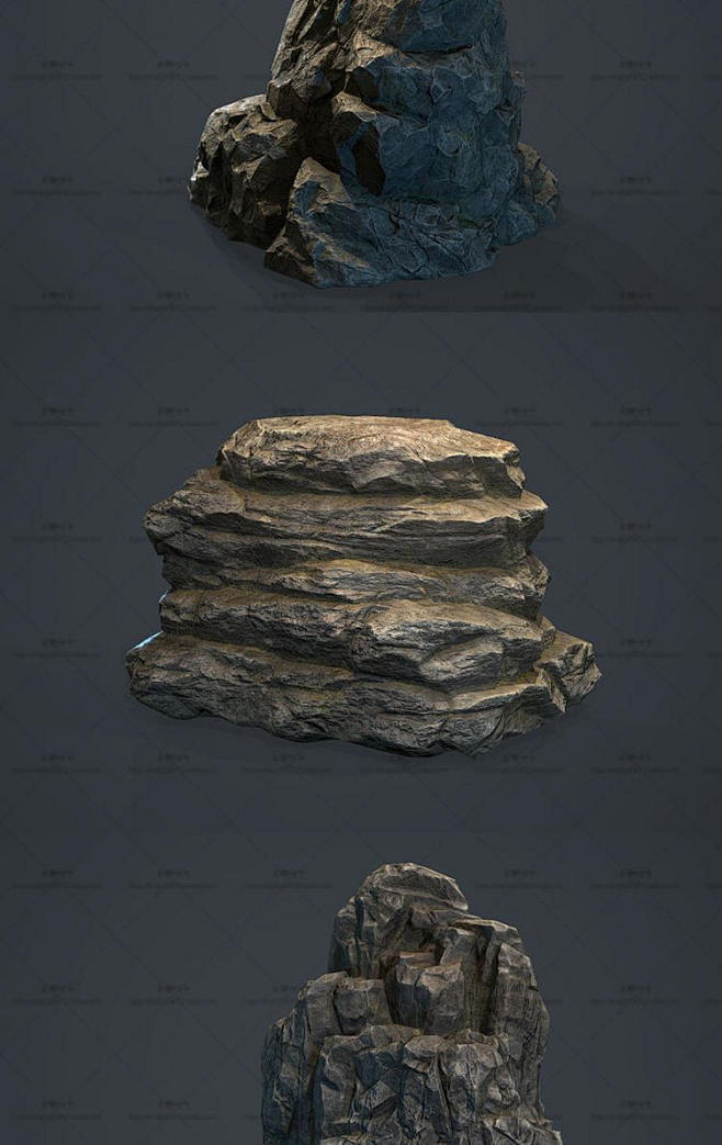 次世代石头3d模型贴图3dsmaxfbxobj游戏美术场景建模参考素材淘宝网